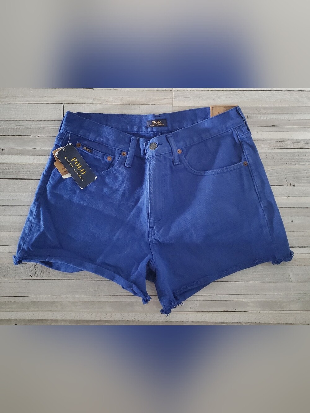 NWT Polo Palph Lauren Women's THE CROSBY Royal Blue Sz 28 Denim Shorts Inseam 3"